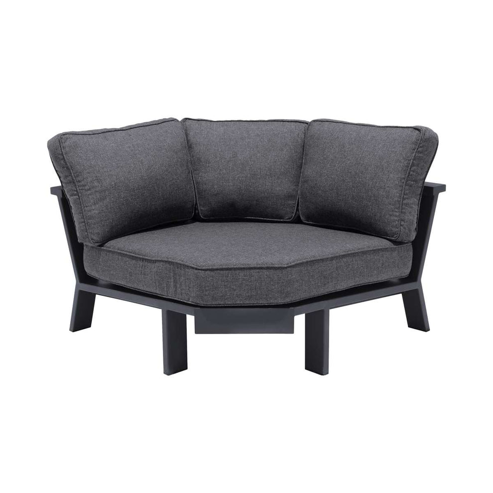 Palau 4 Piece Outdoor Sectional Set with Cushions in Dark Grey and Natural Teak Wood Accent By Armen Living | Outdoor Sofas, Loveseats & Sectionals |  Modishstore  - 7