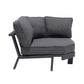 Palau 4 Piece Outdoor Sectional Set with Cushions in Dark Grey and Natural Teak Wood Accent By Armen Living | Outdoor Sofas, Loveseats & Sectionals |  Modishstore  - 8