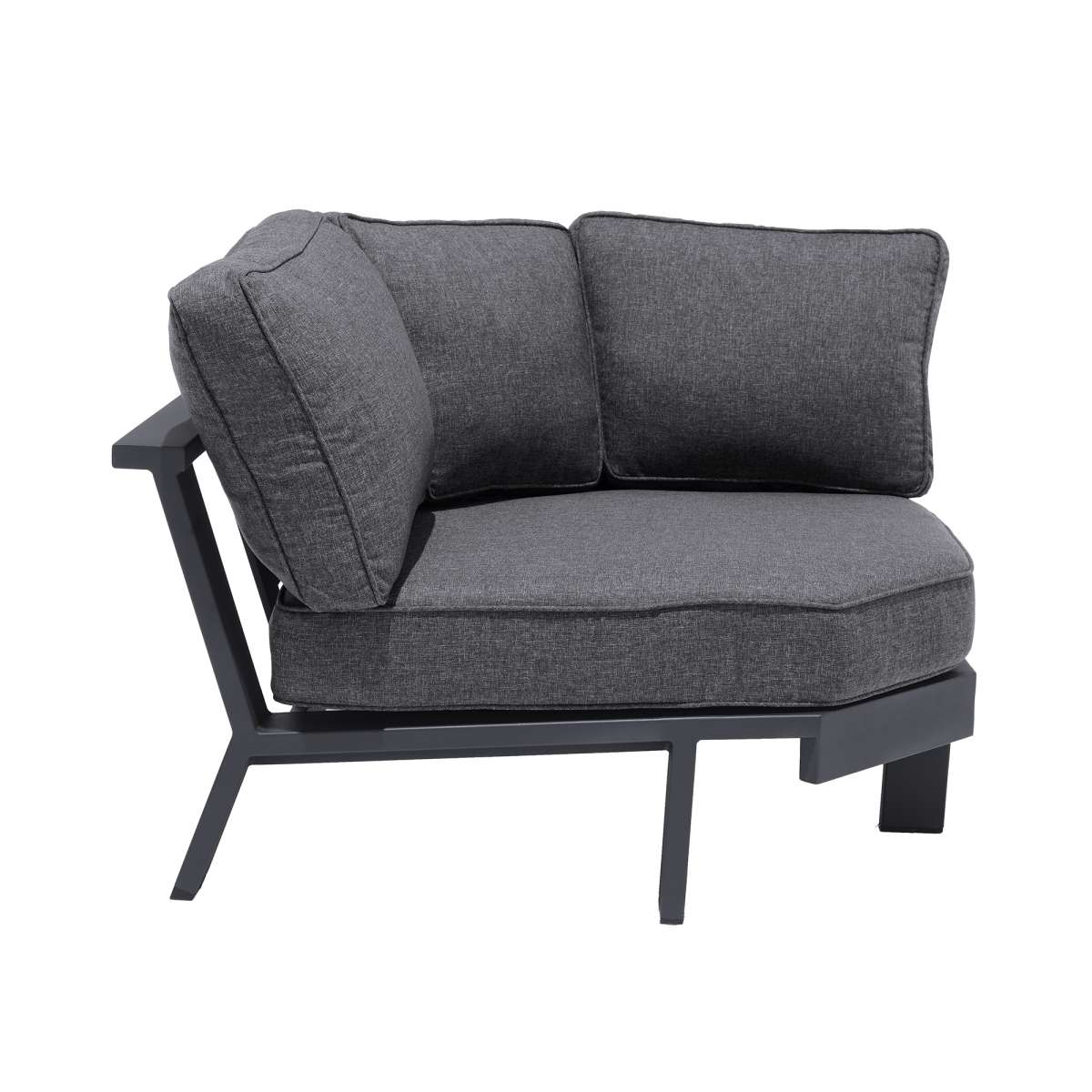 Palau 4 Piece Outdoor Sectional Set with Cushions in Dark Grey and Natural Teak Wood Accent By Armen Living | Outdoor Sofas, Loveseats & Sectionals |  Modishstore  - 8