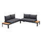 Portals Outdoor 2 piece Sofa Set in Black Finish with Natural Teak Wood Accent By Armen Living | Outdoor Sofas, Loveseats & Sectionals |  Modishstore  - 2