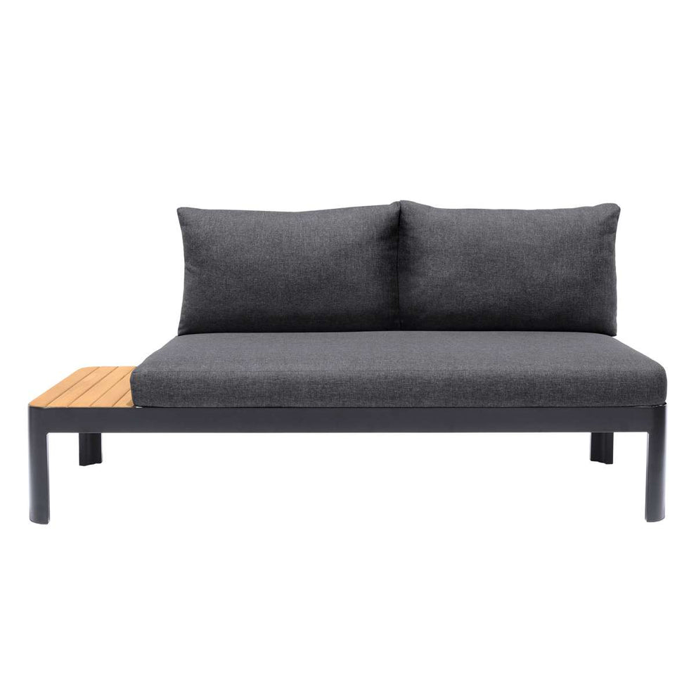 Portals Outdoor 2 piece Sofa Set in Black Finish with Natural Teak Wood Accent By Armen Living | Outdoor Sofas, Loveseats & Sectionals |  Modishstore  - 3