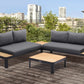 Portals Outdoor 4 Piece Sofa set in Black Finish with Natural Teak Wood Top Accent By Armen Living | Outdoor Sofas, Loveseats & Sectionals |  Modishstore 
