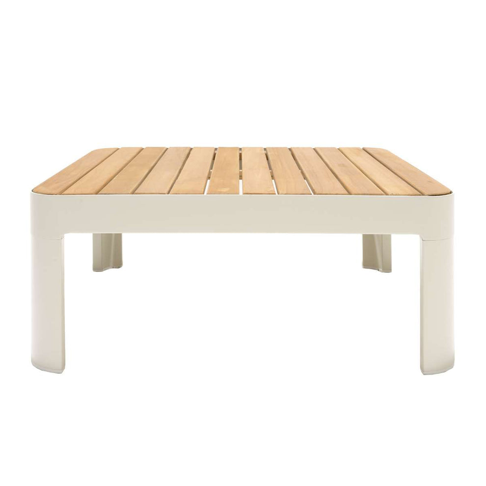 Portals Outdoor 2 Piece Sofa Set in Light Matte Sand Finish with BeigeCushions and Natural Teak Wood Accent By Armen Living | Outdoor Sofas, Loveseats & Sectionals |  Modishstore  - 4