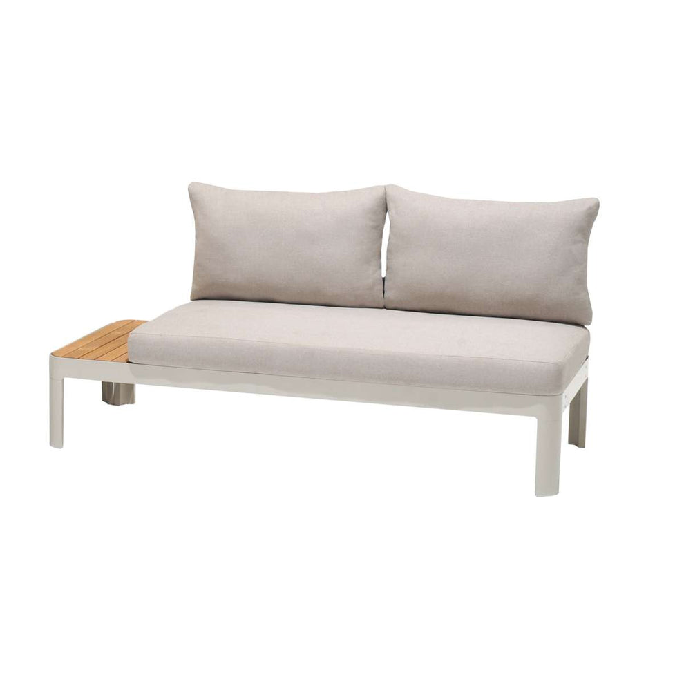 Portals Outdoor 2 Piece Sofa Set in Light Matte Sand Finish with BeigeCushions and Natural Teak Wood Accent By Armen Living | Outdoor Sofas, Loveseats & Sectionals |  Modishstore  - 6