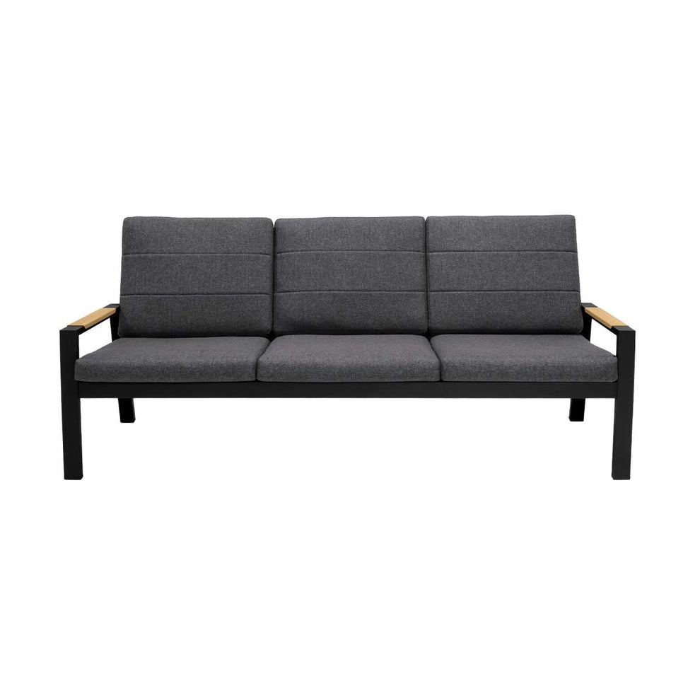 Panama Outdoor 4 Piece Black Aluminum Sofa Seating Set with Dark Grey Olefin By Armen Living | Outdoor Sofas, Loveseats & Sectionals |  Modishstore  - 3
