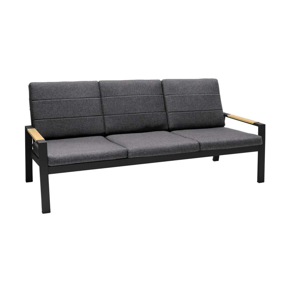 Panama Outdoor 4 Piece Black Aluminum Sofa Seating Set with Dark Grey Olefin By Armen Living | Outdoor Sofas, Loveseats & Sectionals |  Modishstore  - 4