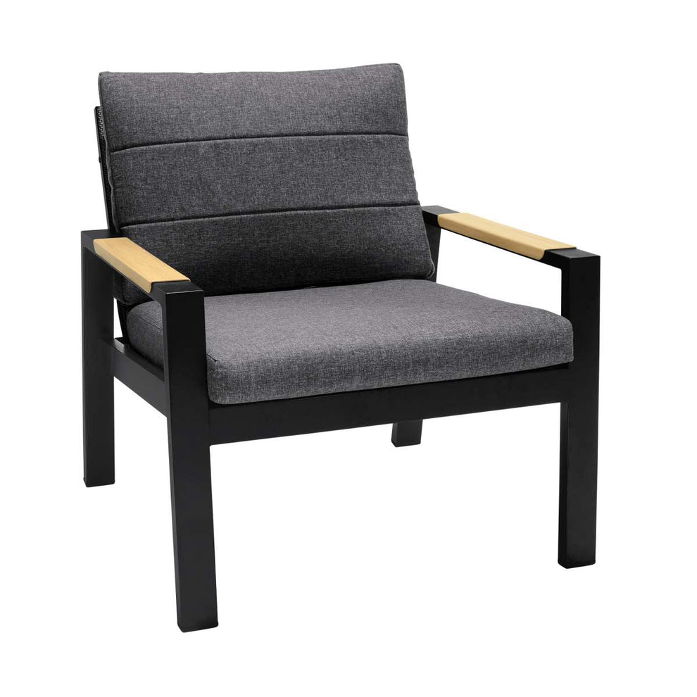 Panama Outdoor 4 Piece Black Aluminum Sofa Seating Set with Dark Grey Olefin By Armen Living | Outdoor Sofas, Loveseats & Sectionals |  Modishstore  - 5