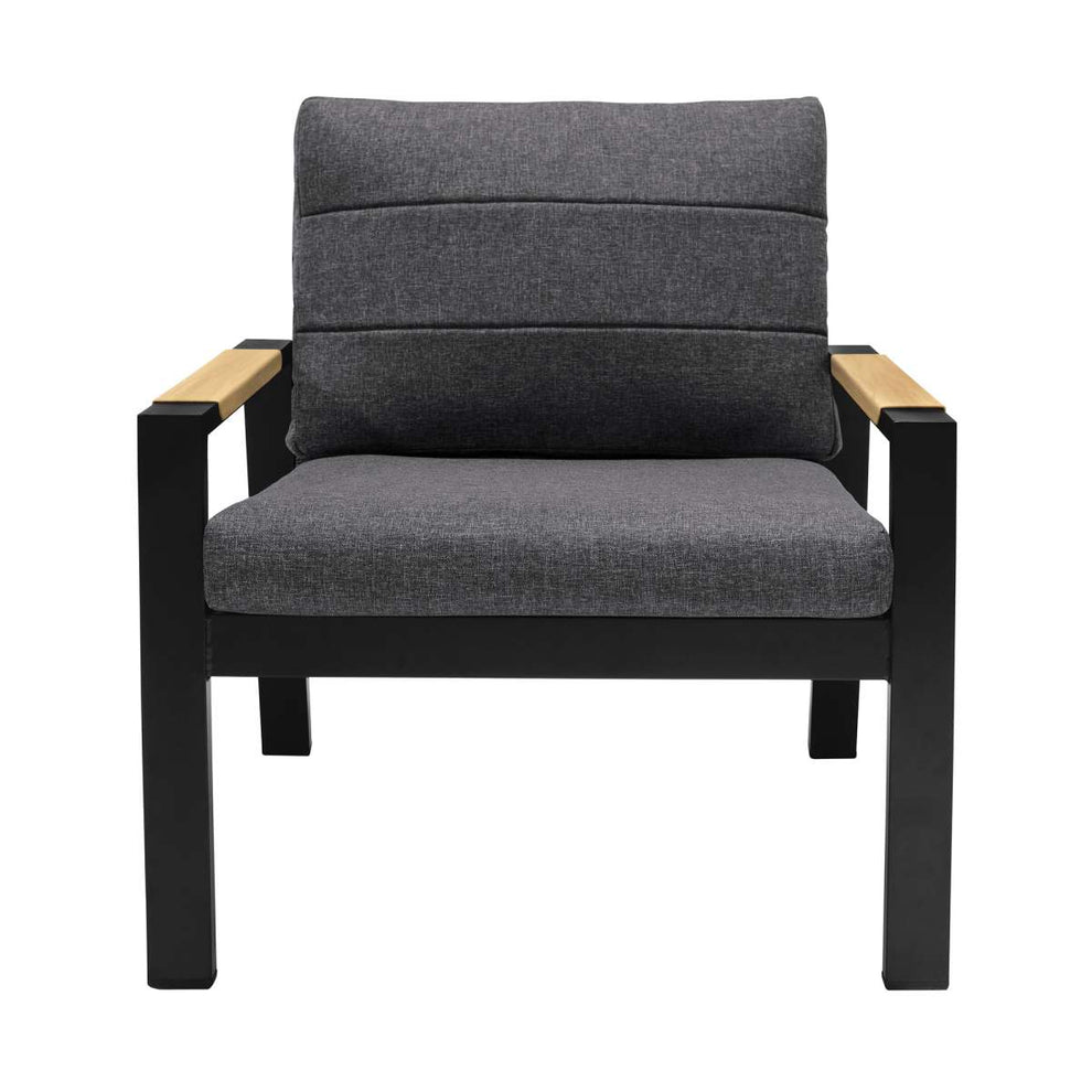 Panama Outdoor 4 Piece Black Aluminum Sofa Seating Set with Dark Grey Olefin By Armen Living | Outdoor Sofas, Loveseats & Sectionals |  Modishstore  - 6