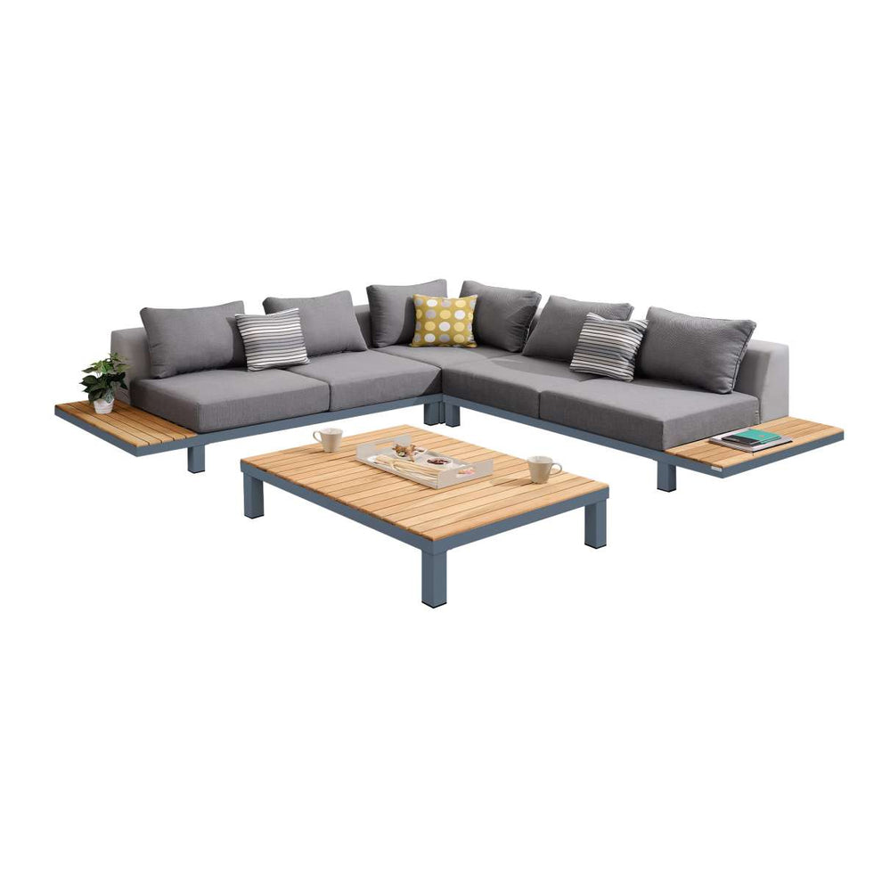 Polo 4 piece Outdoor Sectional Set with Dark Gray Cushions and Modern Accent Pillows By Armen Living | Outdoor Sofas, Loveseats & Sectionals |  Modishstore  - 3