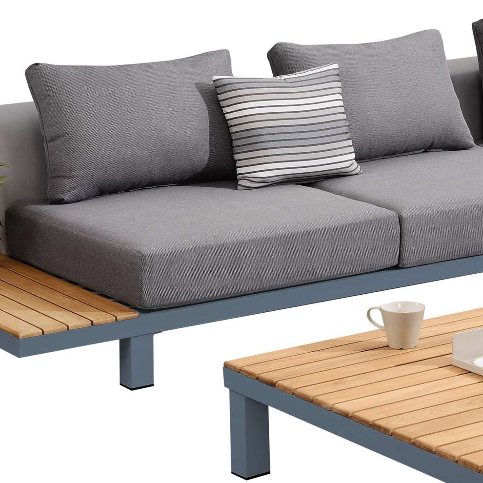 Polo 4 piece Outdoor Sectional Set with Dark Gray Cushions and Modern Accent Pillows By Armen Living | Outdoor Sofas, Loveseats & Sectionals |  Modishstore  - 6
