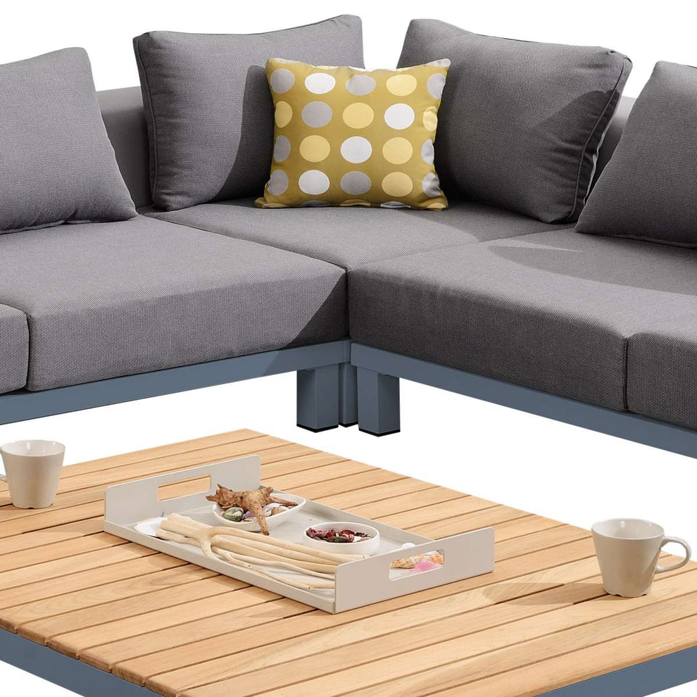 Polo 4 piece Outdoor Sectional Set with Dark Gray Cushions and Modern Accent Pillows By Armen Living | Outdoor Sofas, Loveseats & Sectionals |  Modishstore  - 7
