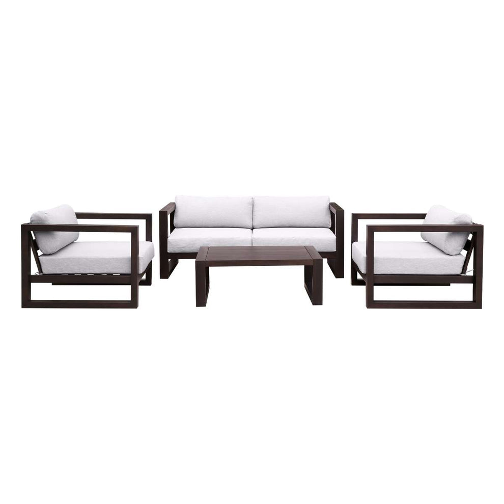 Paradise 4 Piece Outdoor Dark Eucalyptus Wood Sofa Seating Set with Grey Cushions By Armen Living | Outdoor Sofas, Loveseats & Sectionals |  Modishstore  - 6