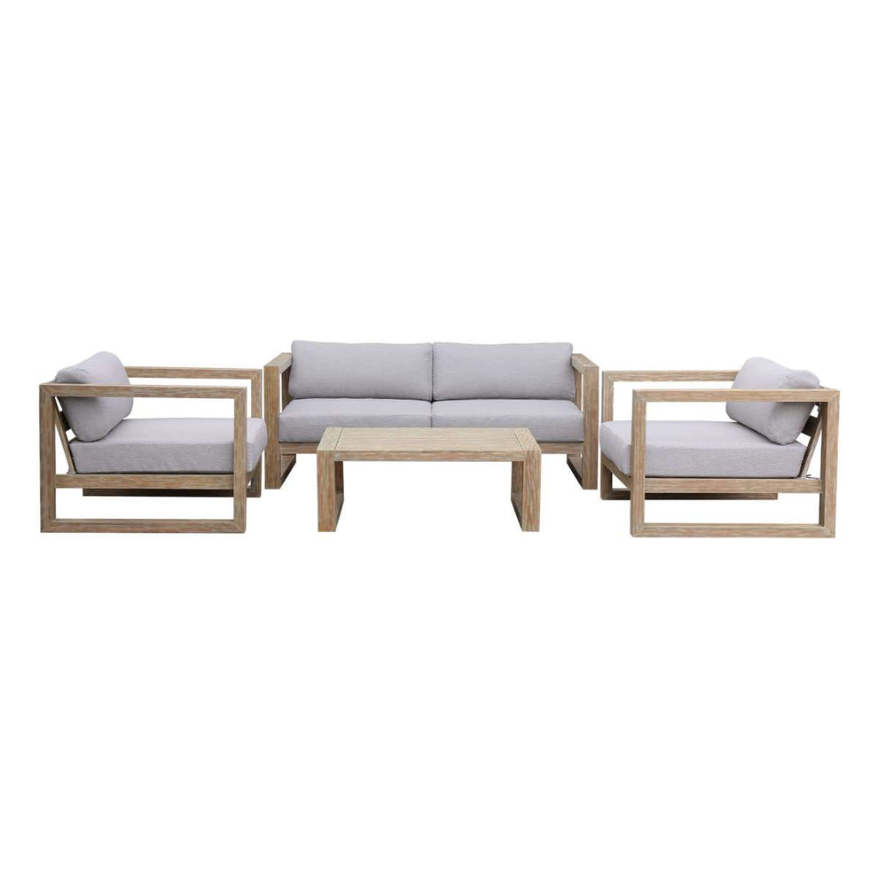 Paradise 4 Piece Outdoor Dark Eucalyptus Wood Sofa Seating Set with Grey Cushions By Armen Living | Outdoor Sofas, Loveseats & Sectionals |  Modishstore  - 11