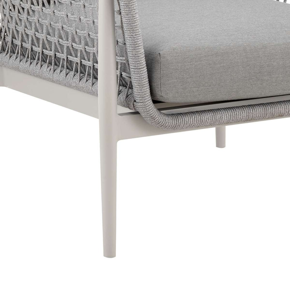 Rhodes Outdoor Patio 4 Piece Conversation Set in Aluminum with Sintered Stone and Gray Cushions By Armen Living | Outdoor Sofas, Loveseats & Sectionals | Modishstore - 6