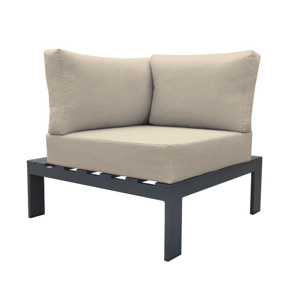 Razor Outdoor 4 piece Sectional set in Dark Grey Finish and Taupe Cushions By Armen Living | Outdoor Sofas, Loveseats & Sectionals |  Modishstore  - 4