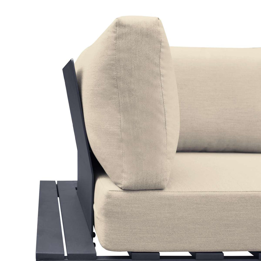 Razor Outdoor 4 piece Sectional set in Dark Grey Finish and Taupe Cushions By Armen Living | Outdoor Sofas, Loveseats & Sectionals |  Modishstore  - 6