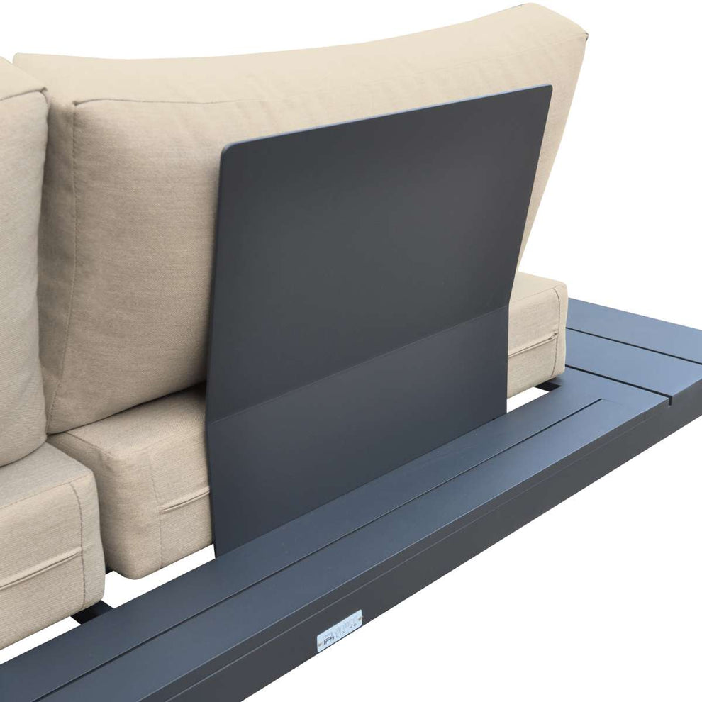 Razor Outdoor 4 piece Sectional set in Dark Grey Finish and Taupe Cushions By Armen Living | Outdoor Sofas, Loveseats & Sectionals |  Modishstore  - 7