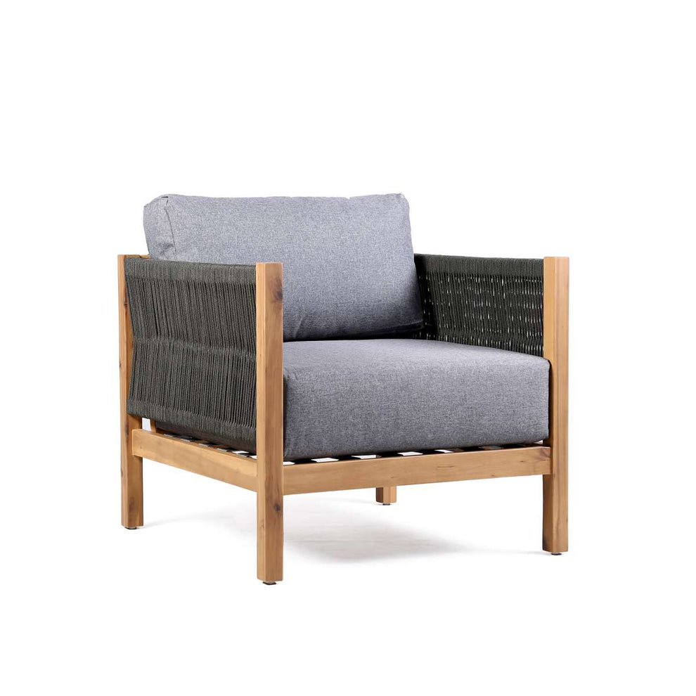 Sienna 4 Piece Acacia Wood Outdoor Sofa Seating Set with Teak Finish and Grey Cushions By Armen Living | Outdoor Sofas, Loveseats & Sectionals |  Modishstore  - 4