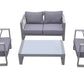St Barts 4 piece Outdoor Patio Aluminum Set with Grey Fabric Cushions and White Glass Top By Armen Living | Outdoor Sofas, Loveseats & Sectionals |  Modishstore  - 2