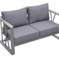 St Barts 4 piece Outdoor Patio Aluminum Set with Grey Fabric Cushions and White Glass Top By Armen Living | Outdoor Sofas, Loveseats & Sectionals |  Modishstore  - 3