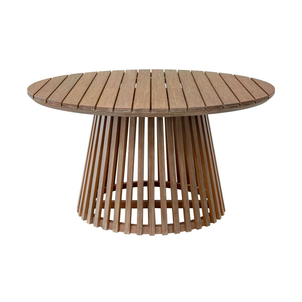 Escondido Tutti Frutti Outdoor Patio 5 Piece Round Dining Set in Eucalyptus Wood with Truffle Rope and Gray Cushions By Armen Living | Outdoor Dining Sets | Modishstore - 4