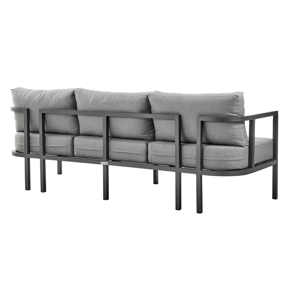 Valentina 4 Piece Dark Gray Aluminum Outdoor Seating Set with Dark Gray Cushions By Armen Living | Outdoor Sofas, Loveseats & Sectionals |  Modishstore  - 7