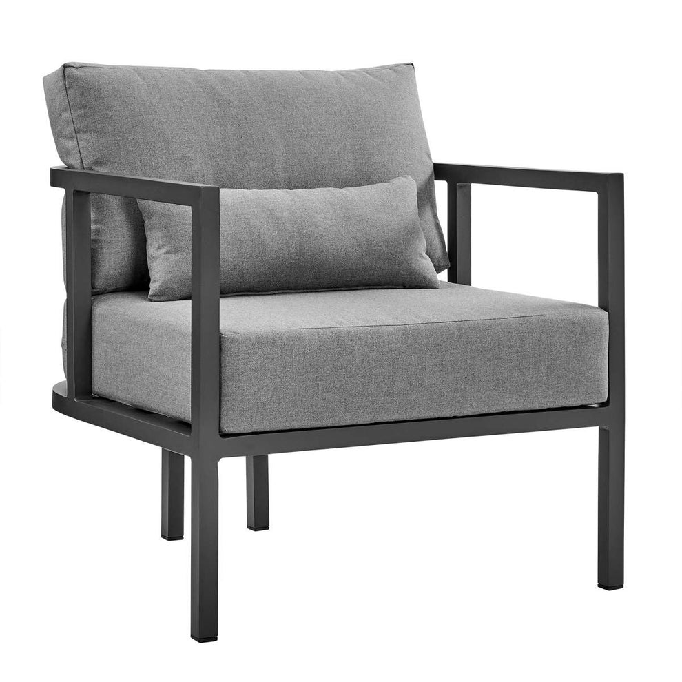 Valentina 4 Piece Dark Gray Aluminum Outdoor Seating Set with Dark Gray Cushions By Armen Living | Outdoor Sofas, Loveseats & Sectionals |  Modishstore  - 3