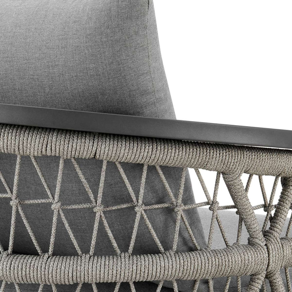 Zella Outdoor Patio 3 Piece Swivel Seating Set in Aluminum with Light Gray Rope and Cushions By Armen Living | Outdoor Chairs | Modishstore - 5