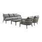 Zella Outdoor Patio 4 Piece Conversation Set in Aluminum with Light Gray Rope and Cushions By Armen Living | Outdoor Sofas, Loveseats & Sectionals | Modishstore - 2