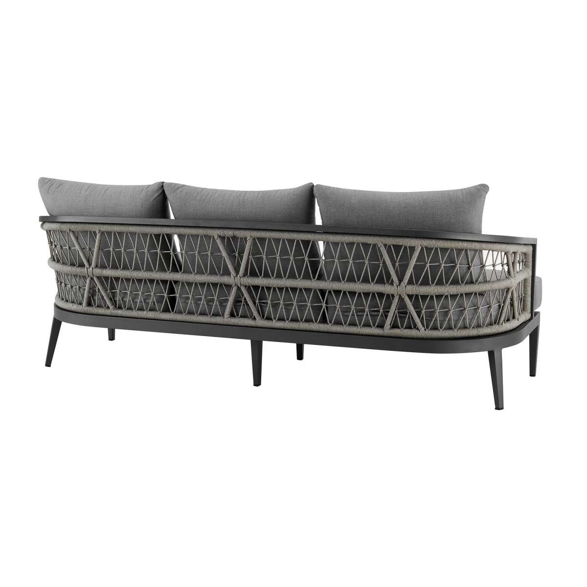 Zella Outdoor Patio 4 Piece Conversation Set in Aluminum with Light Gray Rope and Cushions By Armen Living | Outdoor Sofas, Loveseats & Sectionals | Modishstore - 3