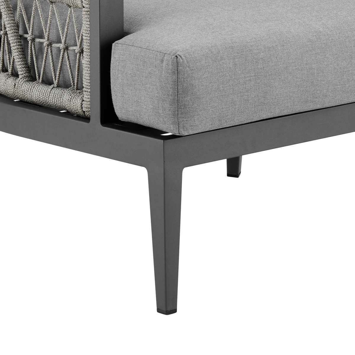 Zella Outdoor Patio 4 Piece Conversation Set in Aluminum with Light Gray Rope and Cushions By Armen Living | Outdoor Sofas, Loveseats & Sectionals | Modishstore - 7