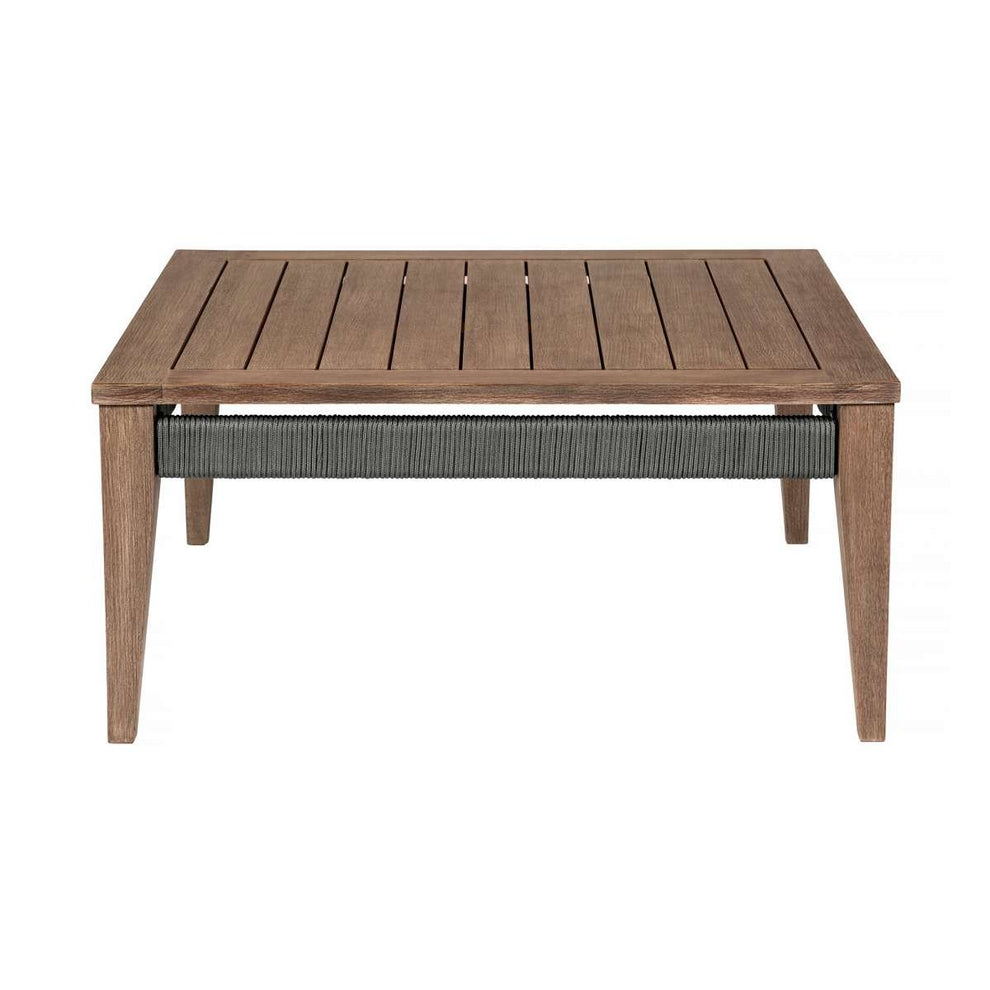 Orbit Outdoor Patio 4 Piece Conversation Set in Weathered Eucalyptus Wood with Gray Rope and Taupe Olefin Cushions By Armen Living | Outdoor Sofas, Loveseats & Sectionals | Modishstore - 9