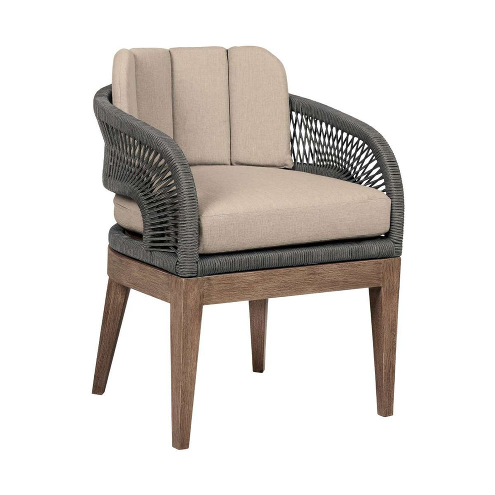 Orbit Outdoor Patio 5 Piece Dining Set in Weathered Eucalyptus Wood with Gray Rope and Taupe Olefin Cushions By Armen Living | Outdoor Dining Sets | Modishstore - 3