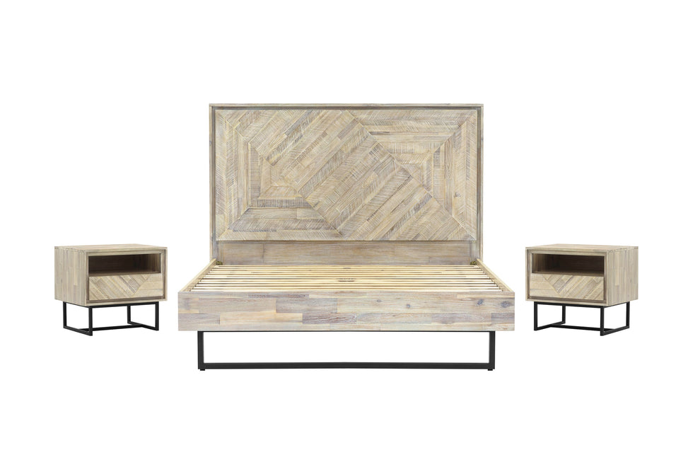 Peridot 3 Piece King Bedroom Set in Natural Acacia Wood By Armen Living | Bedroom Sets | Modishstore - 2