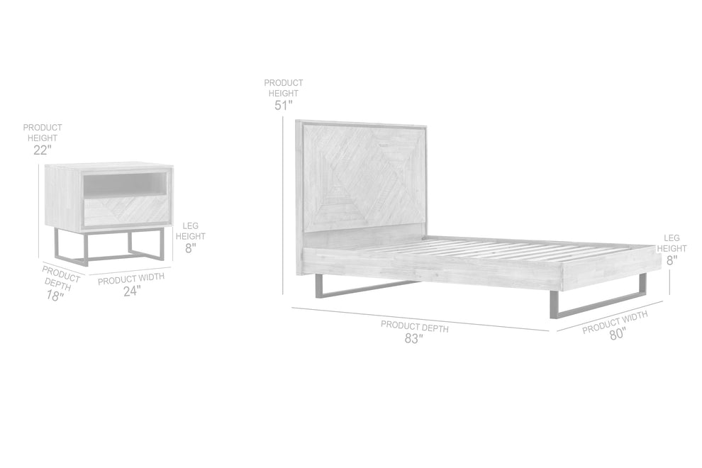 Peridot 3 Piece King Bedroom Set in Natural Acacia Wood By Armen Living | Bedroom Sets | Modishstore - 8