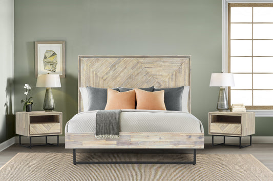 Peridot 3 Piece King Bedroom Set in Natural Acacia Wood By Armen Living | Bedroom Sets | Modishstore