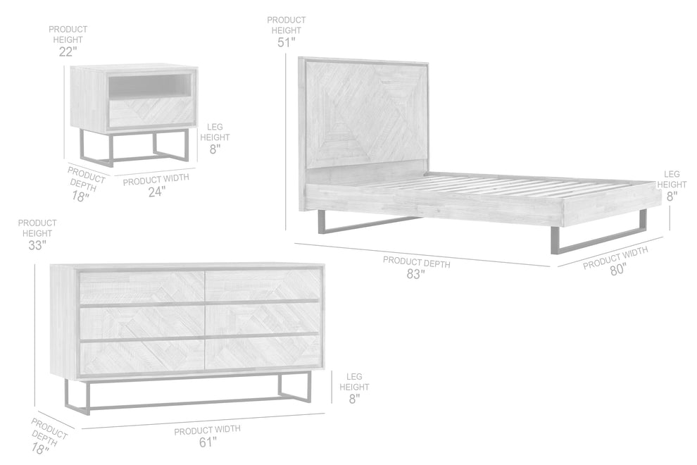 Peridot 4 Piece King Bedroom Set in Natural Acacia Wood By Armen Living | Bedroom Sets | Modishstore - 9