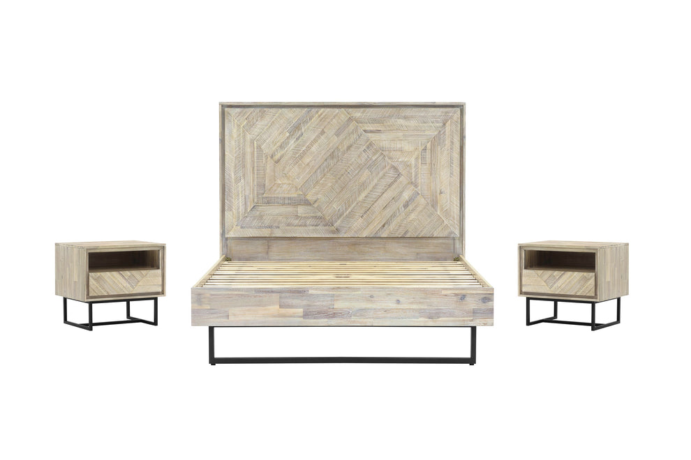Peridot 3 Piece Queen Bedroom Set in Natural Acacia Wood By Armen Living | Bedroom Sets | Modishstore - 2