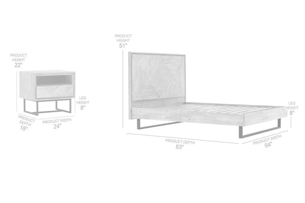 Peridot 3 Piece Queen Bedroom Set in Natural Acacia Wood By Armen Living | Bedroom Sets | Modishstore - 8
