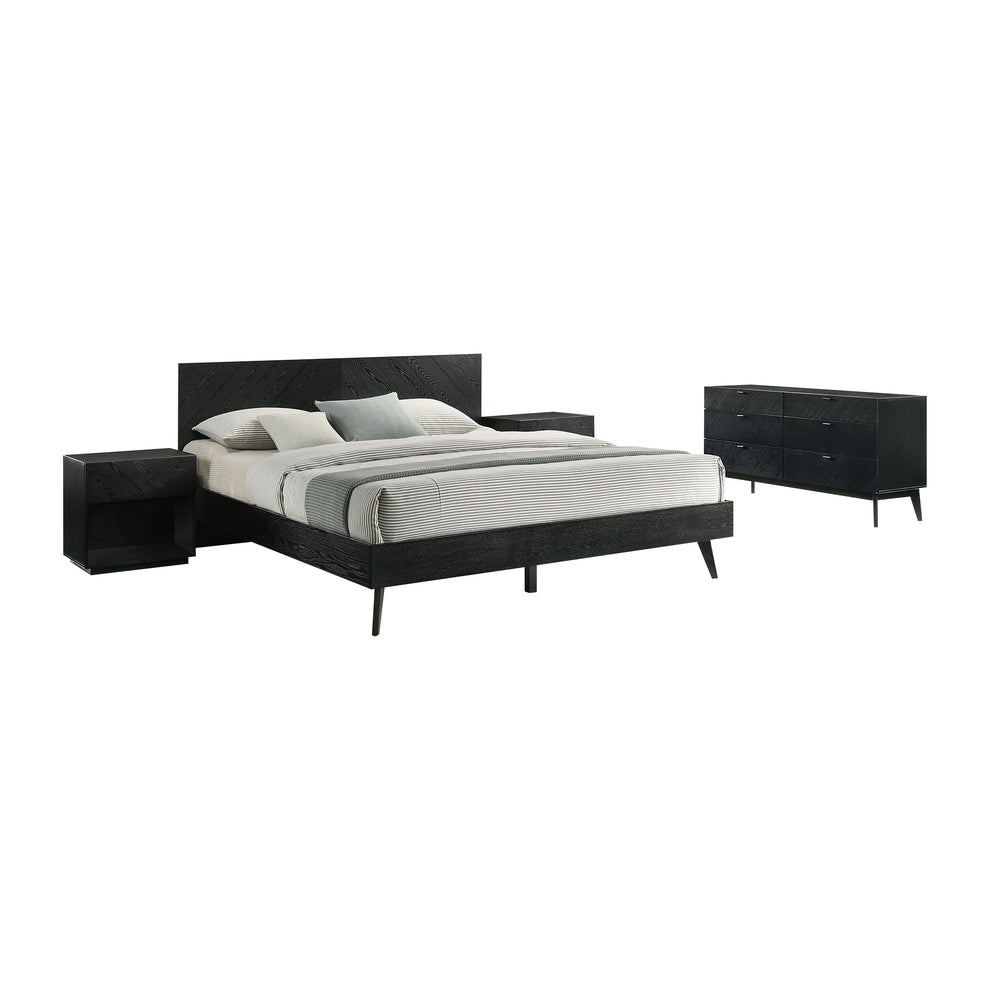 Petra King 4 Piece Wood Bedroom Set in Black Finish By Armen Living | Bedroom Sets | Modishstore - 2