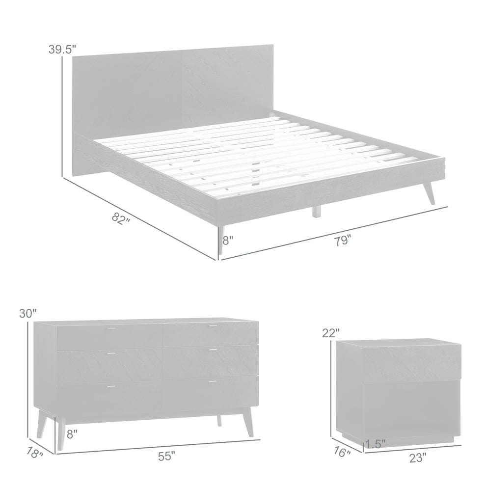 Petra King 4 Piece Wood Bedroom Set in Black Finish By Armen Living | Bedroom Sets | Modishstore - 9