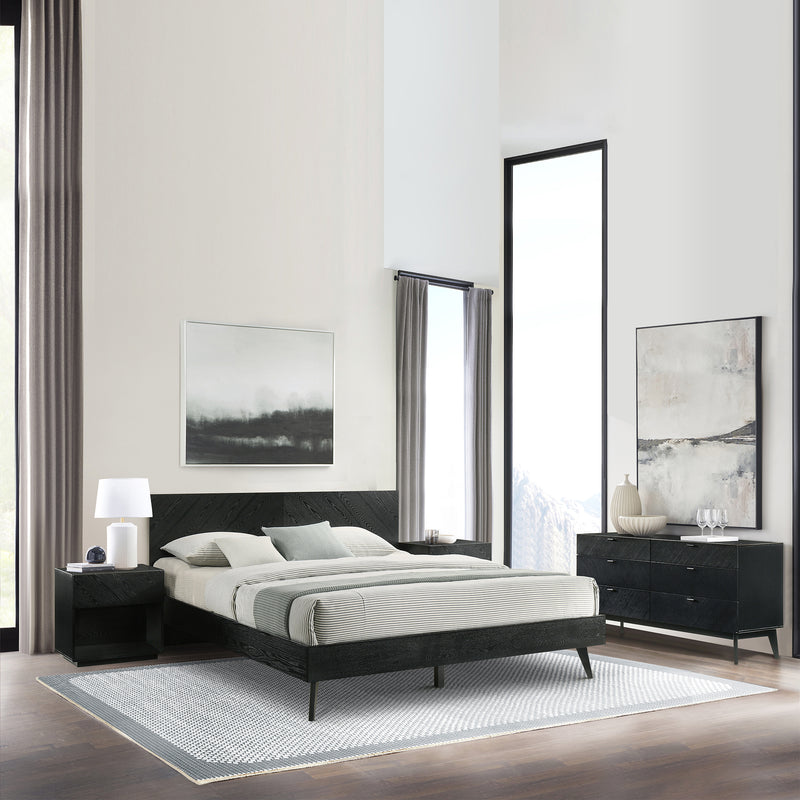 Petra King 4 Piece Wood Bedroom Set in Black Finish By Armen Living | Bedroom Sets | Modishstore