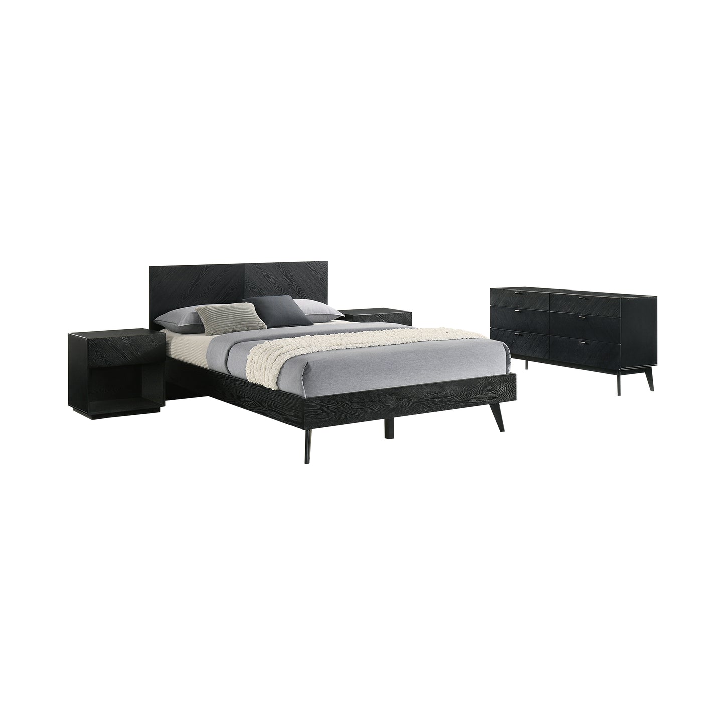 Petra Queen 4 Piece Wood Bedroom Set in Black Finish By Armen Living | Bedroom Sets | Modishstore - 2