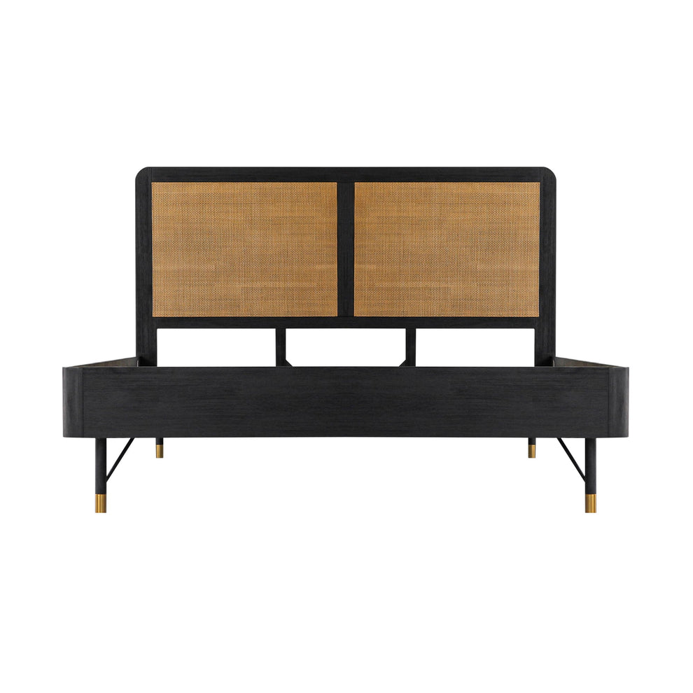 Saratoga 3 Piece King Bedroom Set in Black Acacia Wood and Rattan By Armen Living | Bedroom Sets | Modishstore - 3