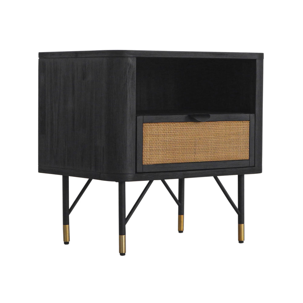 Saratoga 4 Piece King Bedroom Set in Black Acacia Wood and Rattan By Armen Living | Bedroom Sets | Modishstore - 10