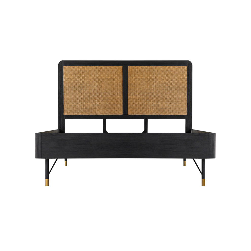 Saratoga 4 Piece Queen Bedroom Set in Black Acacia Wood and Rattan By Armen Living | Bedroom Sets | Modishstore - 3