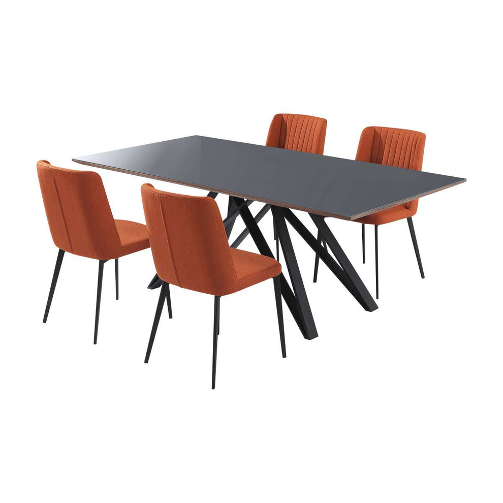 Maine Contemporary Gray Glass 5 Piece Metal Dining Set By Armen Living | Dining Sets | Modishstore - 2