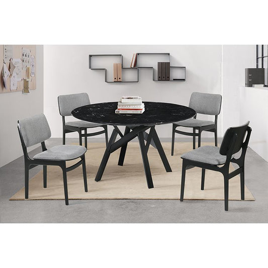 Venus and Lima 5 Piece Black Marble Round Dining Set By Armen Living | Dining Sets | Modishstore
