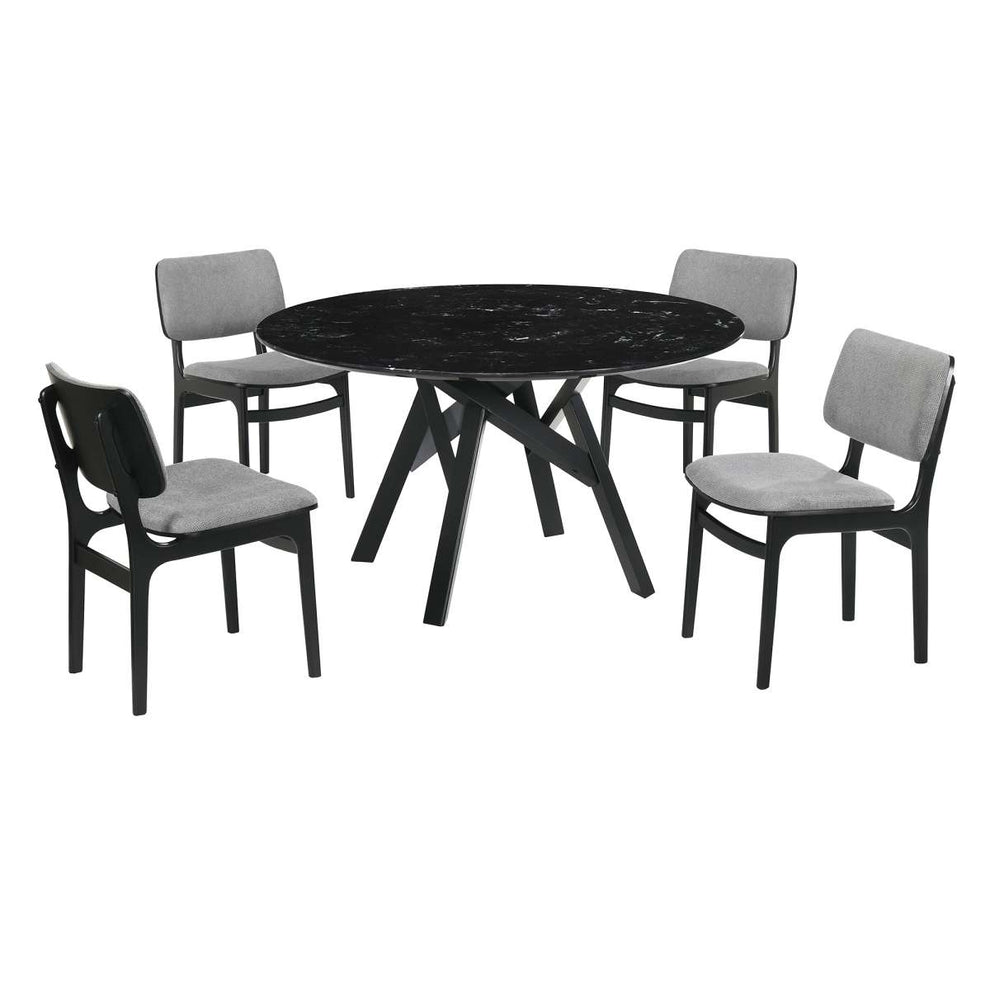 Venus and Lima 5 Piece Black Marble Round Dining Set By Armen Living | Dining Sets | Modishstore - 2