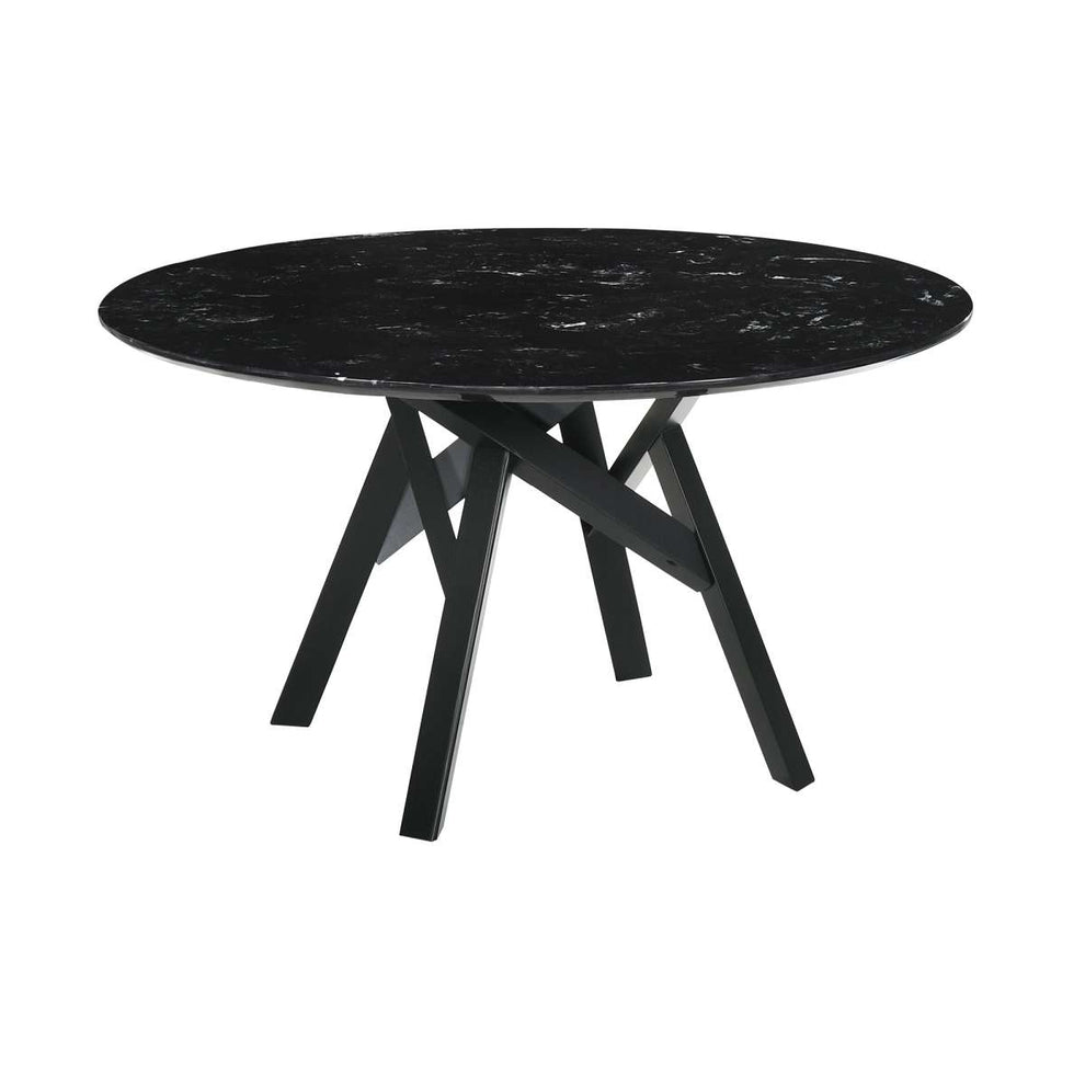 Venus and Lima 5 Piece Black Marble Round Dining Set By Armen Living | Dining Sets | Modishstore - 5